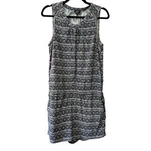 Ann Taylor Loft geometric print hidden button front sleeveless romper
